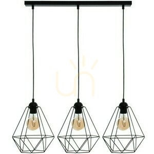 Lampa Wisząca BASKET Black Milagro 3×E27 Czarna, Druciane Klosze, Listwa 70 cm small 1