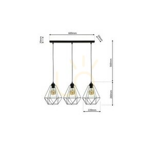 Lampa Wisząca BASKET Black Milagro 3×E27 Czarna, Druciane Klosze, Listwa 70 cm small 8