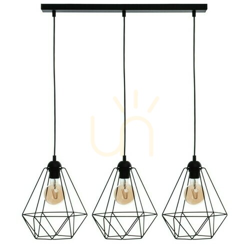 Sprawdź Lampa Wisząca BASKET Black Milagro 3×E27 Czarna, Druciane Klosze, Listwa 70 cm