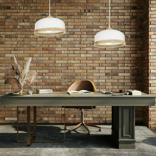 Sprawdź Biała Lampa Wisząca Studio Ø32 cm 1x E27 z Drewnianym Pierścieniem