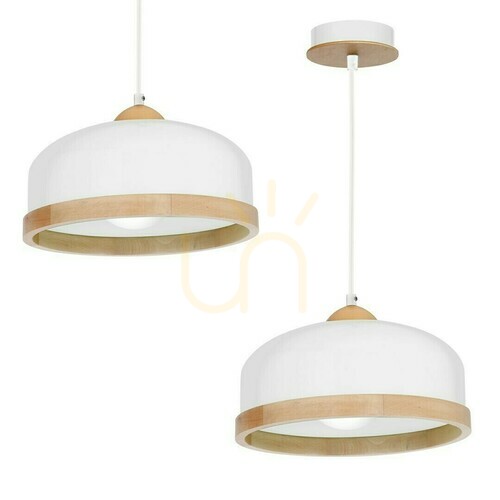Sprawdź Biała Lampa Wisząca Studio Ø32 cm 1x E27 z Drewnianym Pierścieniem