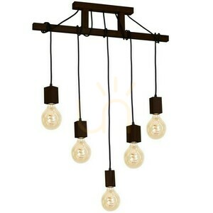 Drewno Lampa Wisząca Jack 5x E27 Orzech small 1