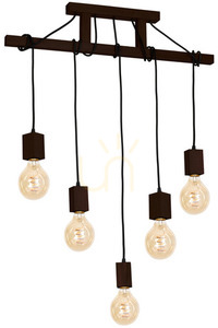 Drewno Lampa Wisząca Jack 5x E27 Orzech small 9