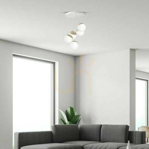 Sprawdź Biała lampa wisząca MiLAGRO Sfera Wood MLP5426 5 × E14