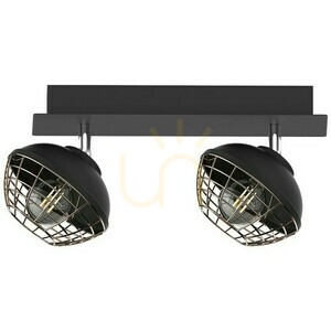 Reflektorki sufitowe Logan 2x E14 czarne z drucianym kloszem small 1