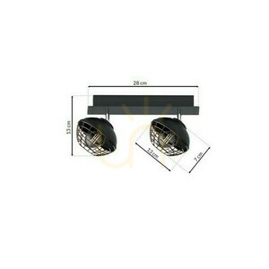 Reflektorki sufitowe Logan 2x E14 czarne z drucianym kloszem small 6