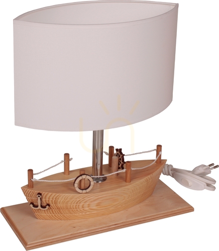 Sprawdź Lampa stołowa dziecięca Hellux Statek drewno naturalne E27 411.25.01