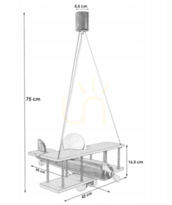 Lampka wisząca dla dzieci samolot niebieska drewniana Hellux 104.11.41 small 5