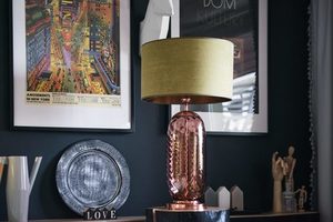Piękna lampa stołowa Chloe Lister Brown Famlight E27 60W miedź small 2