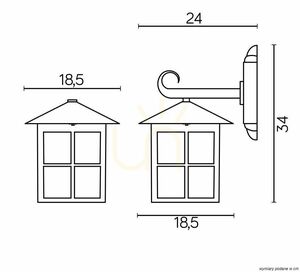 Kinkiet zewnętrzny SU-MA Wenecja czarny aluminium szkło lodowe K 3012/1/KW small 3