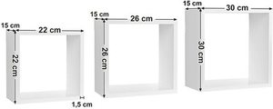 Zestaw 3 półek ściennych SONGMICS LWS30WT białe 30/26/22 cm small 1
