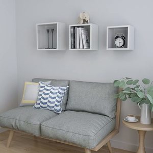 Zestaw 3 półek ściennych SONGMICS LWS30WT białe 30/26/22 cm small 2