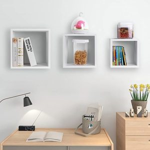 Zestaw 3 półek ściennych SONGMICS LWS30WT białe 30/26/22 cm small 5
