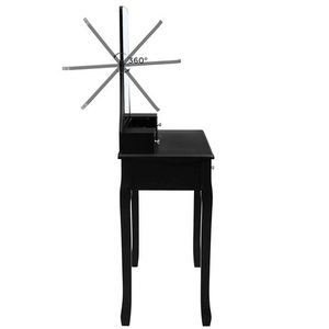 Czarna toaletka VASAGLE RDT25BK z lustrem, taboretem i 5 szufladami small 6