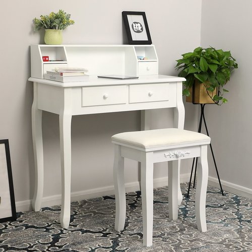 Sprawdź Toaletka SONGMICS RDT80W biała, 80 cm, 4 szuflady, bez lustra