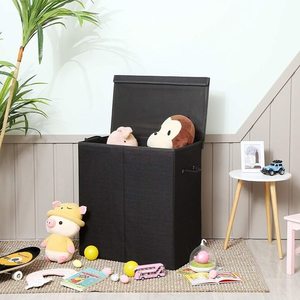 Kosz na pranie SONGMICS LCB02BK czarny 142 l, 2 komory small 2
