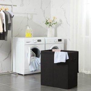 Kosz na pranie SONGMICS LCB02BK czarny 142 l, 2 komory small 3