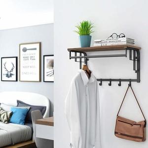 Wieszak ścienny z półką VASAGLE DAINTREE LCR12BX, rustykalny brąz i czarny small 2