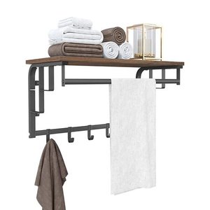 Wieszak ścienny z półką VASAGLE DAINTREE LCR12BX, rustykalny brąz i czarny small 4