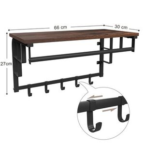 Wieszak ścienny z półką VASAGLE DAINTREE LCR12BX, rustykalny brąz i czarny small 5
