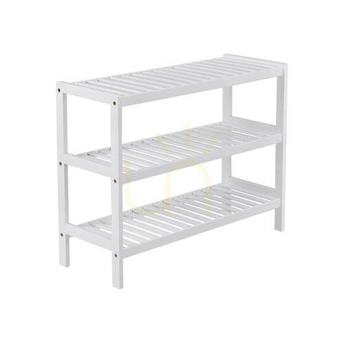 Sprawdź Stojak na buty SONGMICS LBS13W bambusowy biały 3-poziomowy 70x26x55 cm