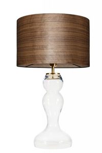 Szklana lampa stołowa Flores Transparent WOOD WALNUT E27 60W mosiądz 0 Szklana lampa stołowa Flores Transparent WOOD WALNUT E27 60W mosiądz small 0