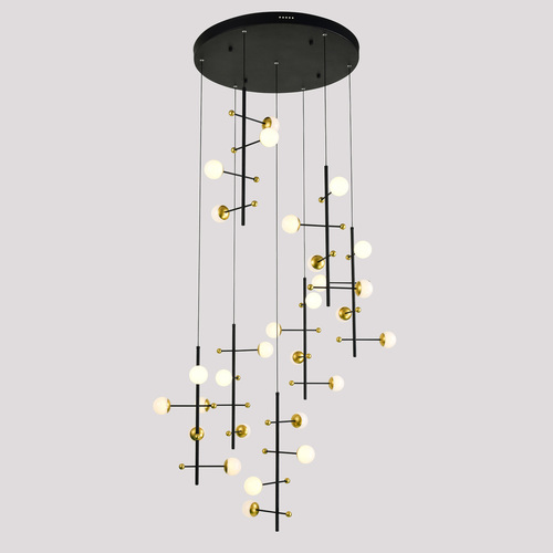 Sprawdź Lampa wisząca Italux Helmond LED czarna biała stal szkło 81 cm PND-43883-28