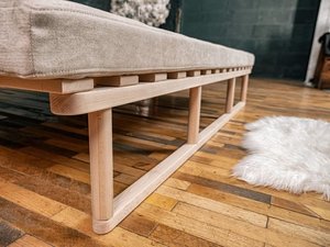 Sofa z funkcją spania WoodMan Le MAR, surowe drewno, kremowa, WUA-01370 small 2