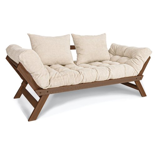 Sprawdź Sofa rozkładana WoodMan z drewna bukowego orzech krem WUA-00532
