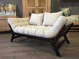 Sofa rozkładana WoodMan z drewna bukowego orzech krem WUA-00532 small 0