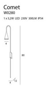 Kinkiet Max Light Comet W0280 czarny LED 80 cm small 2