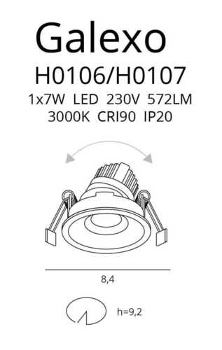 Sprawdź Oprawa wpuszczana LED Max Light Galexo H0106 biała 7W 3000K