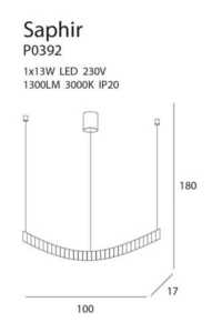 Lampa wisząca Max Light Saphir P0392 chrom kryształ LED 13W 100 cm small 1
