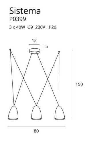 Sprawdź Lampa wisząca Max Light Sistema P0399 czarna 3xG9 80 cm metalowa