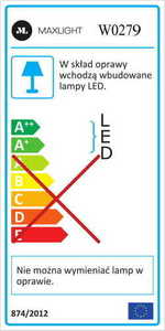 Kinkiet Max Light Zafira W0279 czarny LED 12W 3000K 41 cm small 2