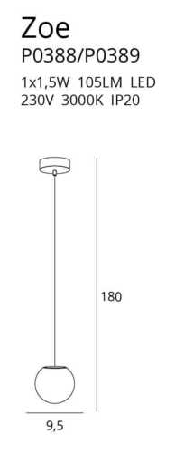 Sprawdź Lampa wisząca Max Light Zoe P0389 złota 1x1,5W LED 9,5 cm szkło bąbelkowe