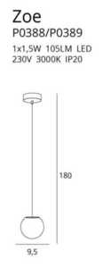 Lampa wisząca Max Light Zoe P0389 złota 1x1,5W LED 9,5 cm szkło bąbelkowe small 1