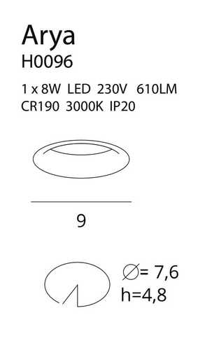 Sprawdź Oprawa wpuszczana Max Light Arya H0096 biała LED 8W 3000K 9 cm