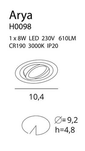 Sprawdź Oprawa wpuszczana Max Light Arya H0098 biała LED 8W 3000K 92 mm