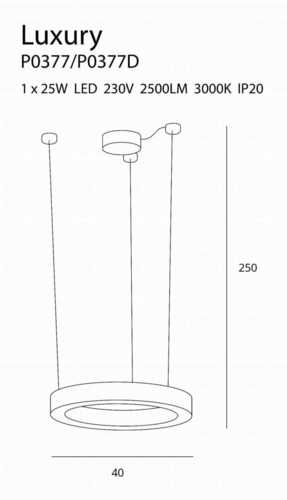 Sprawdź Lampa wisząca Max Light Luxury P0377D złota LED 40 cm