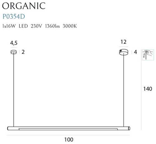Sprawdź Lampa wisząca Max Light Organic Horizon P0354D czarna LED 100 cm 16W ściemnialna