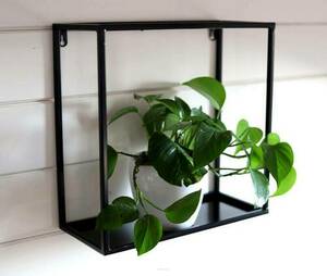 Kwietnik ścienny metalowy JAKPOL czarny 45x45x15 cm loft small 1