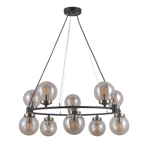 Sprawdź Lampa Wisząca Italux Galvez Czarna Bursztynowa 10xE14 PND-28622-10A