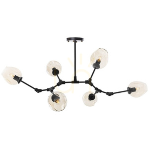 Lampa wisząca MODERN ORCHID-6 bursztynowo czarna 130 cm small 0