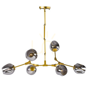 Lampa wisząca MODERN ORCHID-6 Step into Design złota, szkło przydymione 6×E27 130 cm small 1