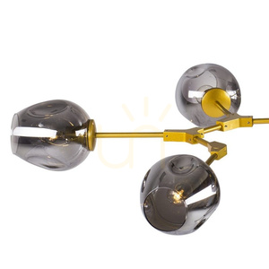 Lampa wisząca MODERN ORCHID-6 Step into Design złota, szkło przydymione 6×E27 130 cm small 3