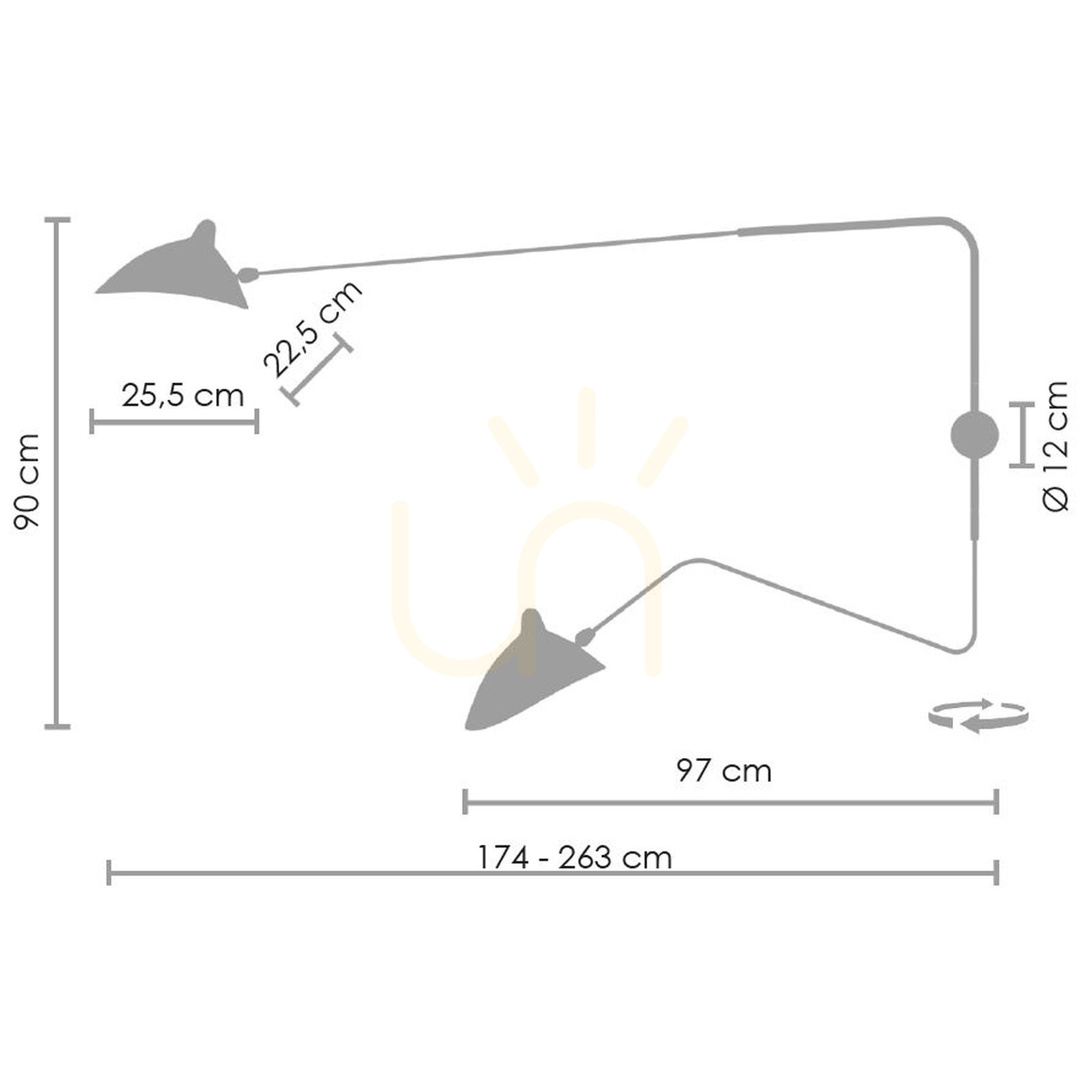 Zobacz Lampa ścienna CRANE-2W czarna 175 cm Lampa ścienna CRANE-2W czarna 175 cm