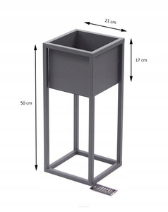 Kwietnik metalowy podłogowy JAKPOL CUBO 50 cm szary mat loft small 2