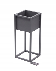 Kwietnik metalowy podłogowy JAKPOL CUBO 50 cm szary mat loft small 0