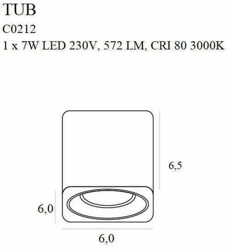 Sprawdź Plafon sufitowy Max Light Tub C0212 czarny 6x6,5 cm LED 7W 3000K